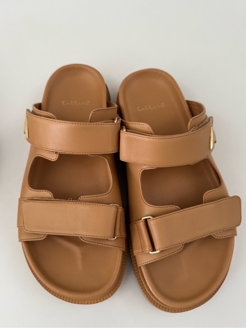 Carrano Tan Slide Sandals with Adjustable Straps